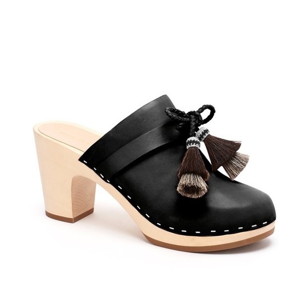 Loeffler Randall Shoes - Loeffler Randall Black and Tan Mules with Tassels